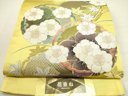 平和屋着物●西陣　志都香謹製　六通柄袋帯　花重ね　金銀糸　証紙付き　正絹　逸品　未使用　DABD0881op