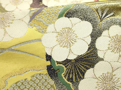 平和屋着物●西陣　志都香謹製　六通柄袋帯　花重ね　金銀糸　証紙付き　正絹　逸品　未使用　DABD0881op