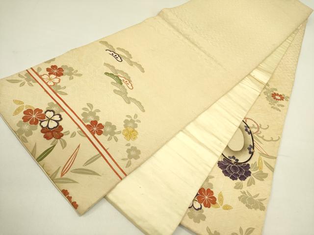 平和屋着物●アンティーク　大正ロマン　太鼓柄袋帯　駒刺繍　鼓花文　金糸　正絹　逸品　DABD0888op
