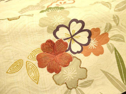 平和屋着物●アンティーク　大正ロマン　太鼓柄袋帯　駒刺繍　鼓花文　金糸　正絹　逸品　DABD0888op