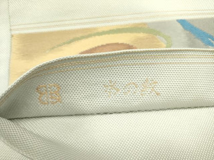 平和屋着物●西陣　服部織物謹製　六通柄　本袋帯　水の紋　金糸　正絹　逸品　DABD0891op