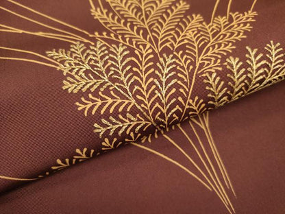平和屋着物●塩瀬　九寸名古屋帯　刺繍　草葉文　金糸　正絹　逸品　DABD0892op