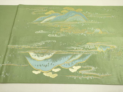 平和屋着物●西陣　川島織物　六通柄袋帯　風景文　金銀糸　正絹　逸品　DABD0903op