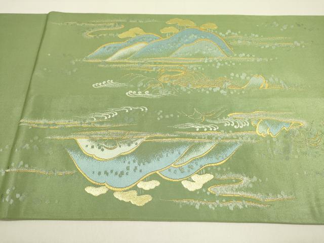 平和屋着物●西陣　川島織物　六通柄袋帯　風景文　金銀糸　正絹　逸品　DABD0903op