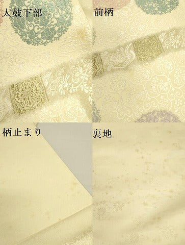 平和屋着物●六通柄袋帯　唐織　正倉院花文　金糸　正絹　逸品　DABD0904op