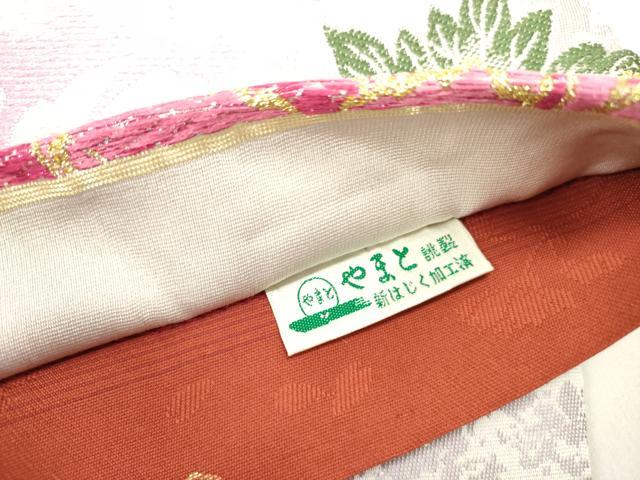 平和屋着物●両面　六通柄袋帯　牡丹　金銀糸　ラメ糸　やまと誂製　正絹　逸品　DABD0909op
