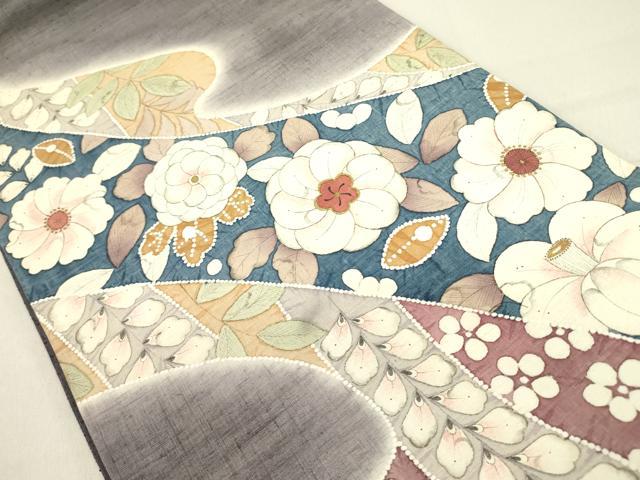 平和屋着物●英王室献上友禅作家　木下勝功　太鼓柄袋帯　紬地　辻が花　金彩　正絹　逸品　DABD0916op
