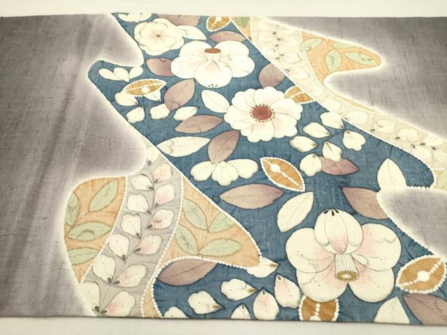 平和屋着物●英王室献上友禅作家　木下勝功　太鼓柄袋帯　紬地　辻が花　金彩　正絹　逸品　DABD0916op