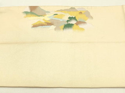 平和屋着物●爪掻き本綴れ　八寸名古屋帯　風景文　正絹　逸品　DABD0917op