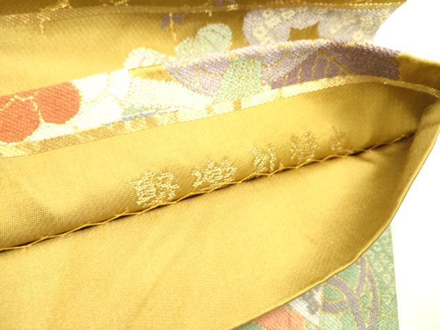 平和屋着物●六通柄袋帯　鬼壁錦　聚楽礼賛文　金糸　正絹　逸品　DABD0919op