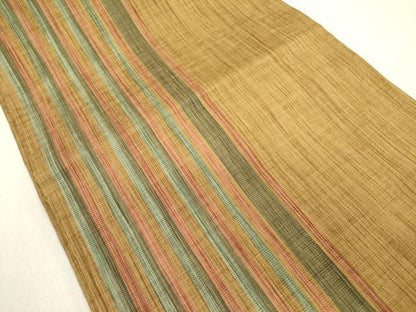 平和屋着物▽六通柄 本袋帯 スリーシーズン 春夏秋 草花 金糸 正絹 逸品 DABD0928op