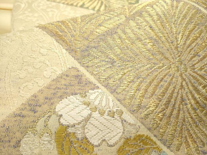 平和屋着物●六通柄袋帯　唐織　草花文　金銀糸　正絹　逸品　DABD0933op