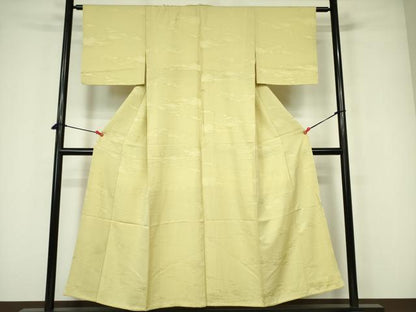 平和屋着物■上質な色無地 霞地紋 淡黄色 正絹 逸品 DABD0939op