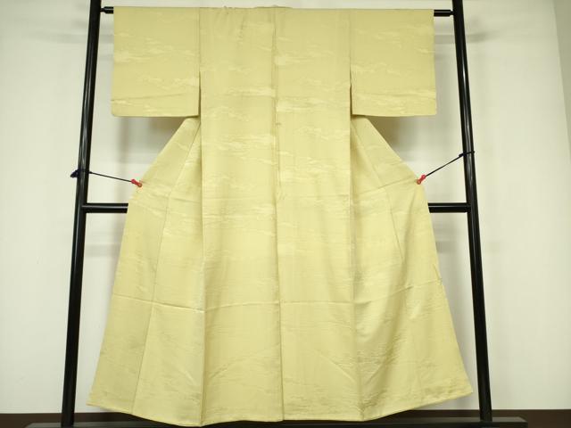 平和屋着物■上質な色無地 霞地紋 淡黄色 正絹 逸品 DABD0939op