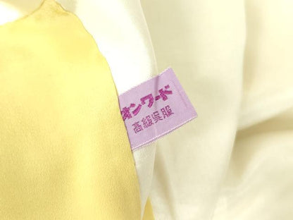 平和屋着物■上質な色無地 霞地紋 淡黄色 正絹 逸品 DABD0939op