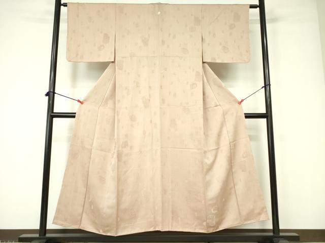 平和屋着物■上質な色無地 幾何学花地紋 灰桜色 正絹 逸品 DABD0940op