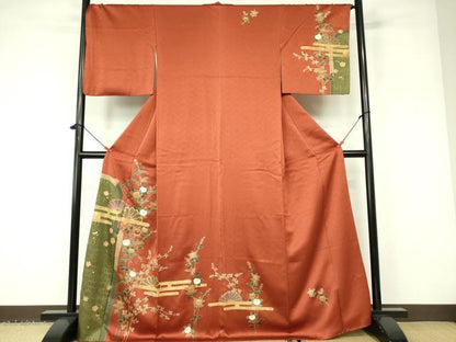平和屋着物■訪問着 駒刺繍 草花 金彩 正絹 逸品 DABD0942op