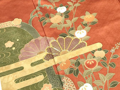平和屋着物■訪問着 駒刺繍 草花 金彩 正絹 逸品 DABD0942op