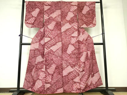 平和屋着物■上質な小紋 総絞り 幾何学花文 正絹 逸品 DABD0945op