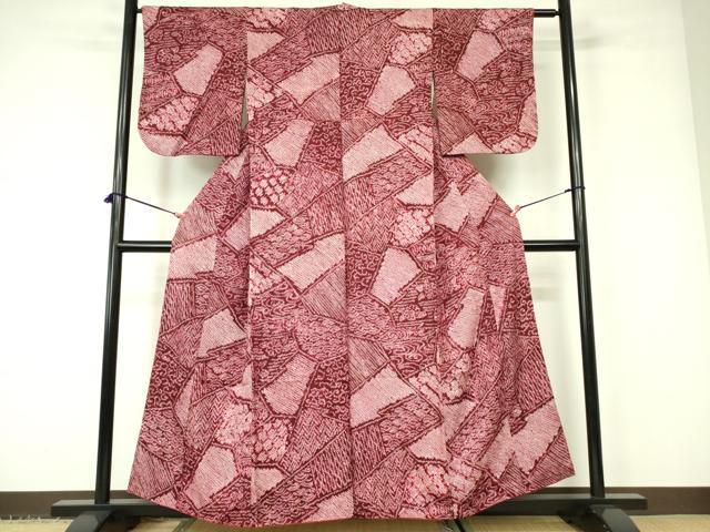 平和屋着物■上質な小紋 総絞り 幾何学花文 正絹 逸品 DABD0945op
