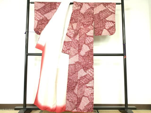 平和屋着物■上質な小紋 総絞り 幾何学花文 正絹 逸品 DABD0945op
