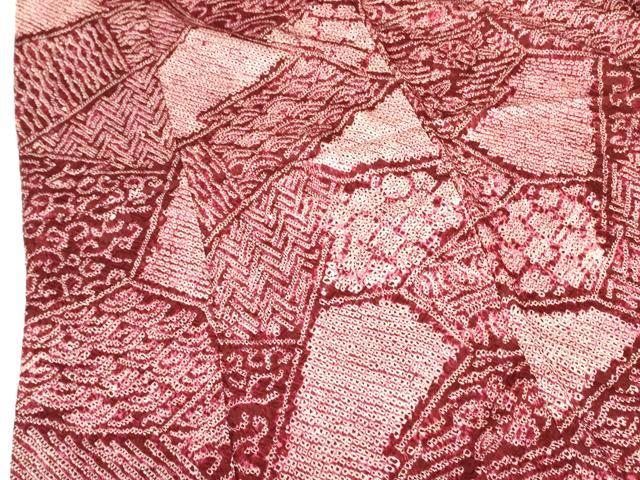 平和屋着物■上質な小紋 総絞り 幾何学花文 正絹 逸品 DABD0945op