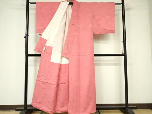 平和屋着物■上質な色無地 霞地紋 甚三紅色 正絹 逸品 DABD0947op