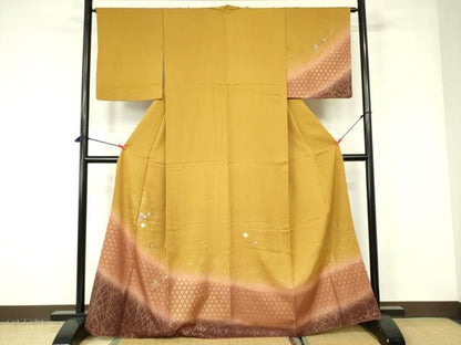 平和屋着物■訪問着 総刺繍 松皮菱花文 暈し染め 金彩 正絹 逸品 DABD0948op