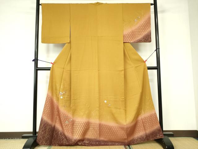 平和屋着物■訪問着 総刺繍 松皮菱花文 暈し染め 金彩 正絹 逸品 DABD0948op