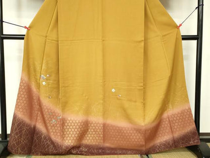平和屋着物■訪問着 総刺繍 松皮菱花文 暈し染め 金彩 正絹 逸品 DABD0948op
