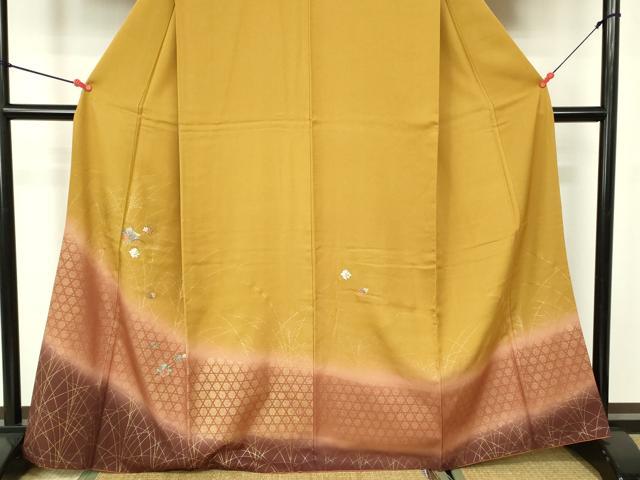 平和屋着物■訪問着 総刺繍 松皮菱花文 暈し染め 金彩 正絹 逸品 DABD0948op