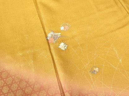 平和屋着物■訪問着 総刺繍 松皮菱花文 暈し染め 金彩 正絹 逸品 DABD0948op