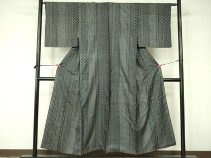 平和屋着物■上質な紬 幾何学間道 正絹 逸品 DABD0969op