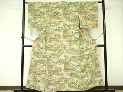 平和屋着物■上質な小紋 型染 草花文 正絹 逸品 DABD1000op