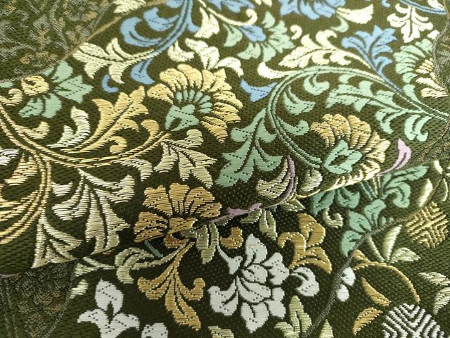 平和屋着物●西陣　六通柄袋帯　唐織　道長名物裂花文　笹蔓緞子　金糸　証紙付き　正絹　逸品　未使用　DABD1001ps