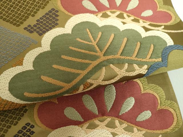 平和屋着物●西陣　六通柄袋帯　唐織　松文　証紙付き　正絹　逸品　未使用　DABD1002ps