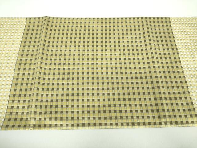 平和屋着物●六通柄袋帯　唐織　格子　正絹　逸品　DABD1005ps