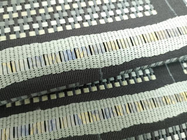 平和屋着物●両面　六通柄袋帯　唐織　横段文　正絹　逸品　DABD1006ps