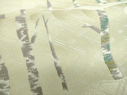 平和屋着物●六通柄袋帯　唐織　霞木立　金糸　正絹　逸品　DABD1009ps
