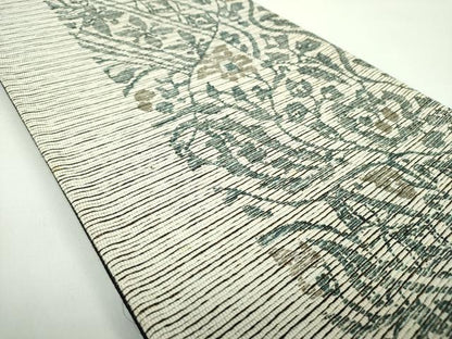 平和屋着物●二代目　川村久太郎　六通柄袋帯　草花文　金糸　正絹　逸品　DABD1010ps