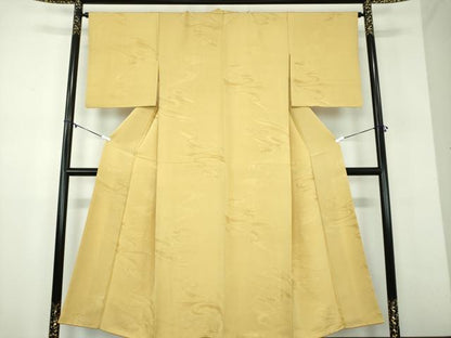 平和屋着物●上質な色無地　立波地紋　飴色　正絹　逸品　DABD1021ps