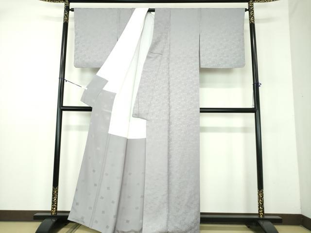 平和屋着物●染色作家　奥田祐斎　染工房　色無地　菊尽くし地紋　紅碧色　正絹　逸品　DABD1022ps
