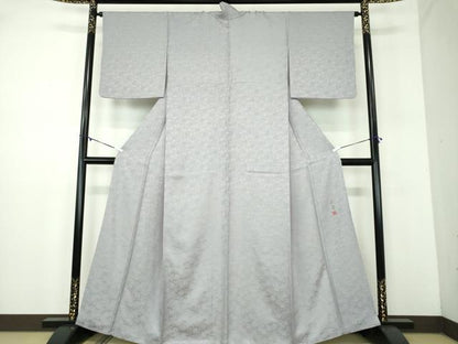 平和屋着物●染色作家　奥田祐斎　染工房　色無地　菊尽くし地紋　紅碧色　正絹　逸品　DABD1022ps