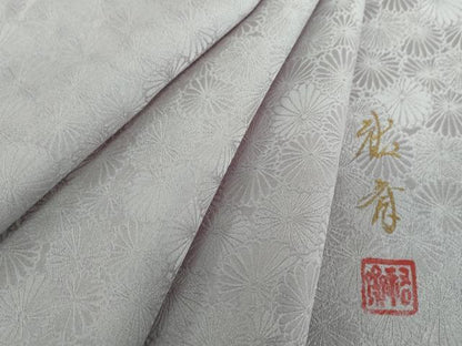 平和屋着物●染色作家　奥田祐斎　染工房　色無地　菊尽くし地紋　紅碧色　正絹　逸品　DABD1022ps