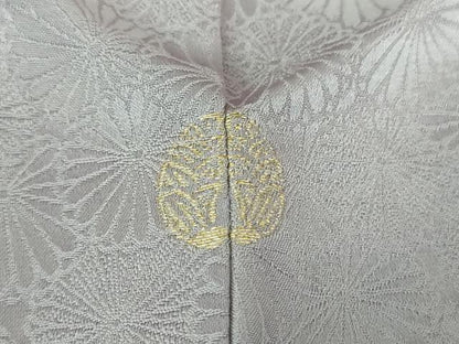 平和屋着物●染色作家　奥田祐斎　染工房　色無地　菊尽くし地紋　紅碧色　正絹　逸品　DABD1022ps