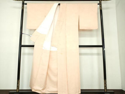 平和屋着物●上質な色無地　草花地紋　洗柿色　正絹　逸品　DABD1024ps