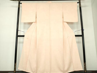 平和屋着物●上質な色無地　草花地紋　洗柿色　正絹　逸品　DABD1024ps