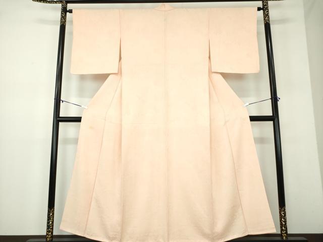平和屋着物●上質な色無地　草花地紋　洗柿色　正絹　逸品　DABD1024ps
