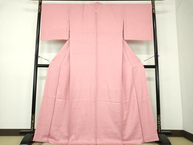 平和屋着物●上質な色無地　霞地紋　長春色　正絹　逸品　DABD1025ps