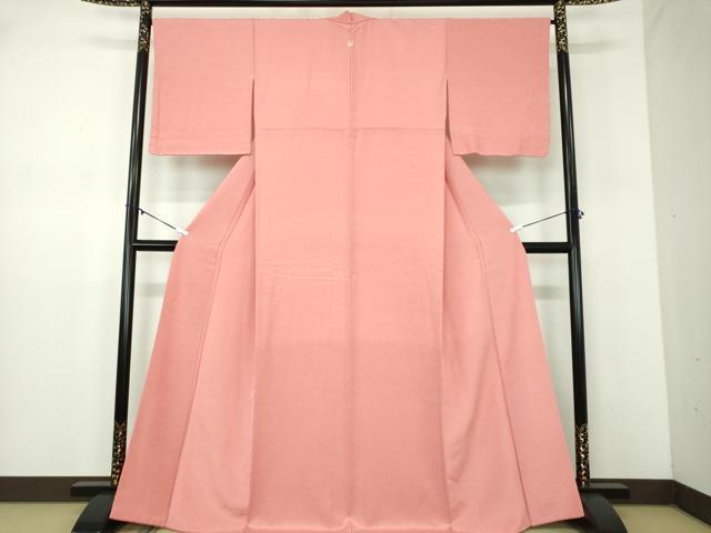 平和屋着物●上質な色無地　芝地紋　紅梅色　正絹　逸品　未使用　DABD1030ps